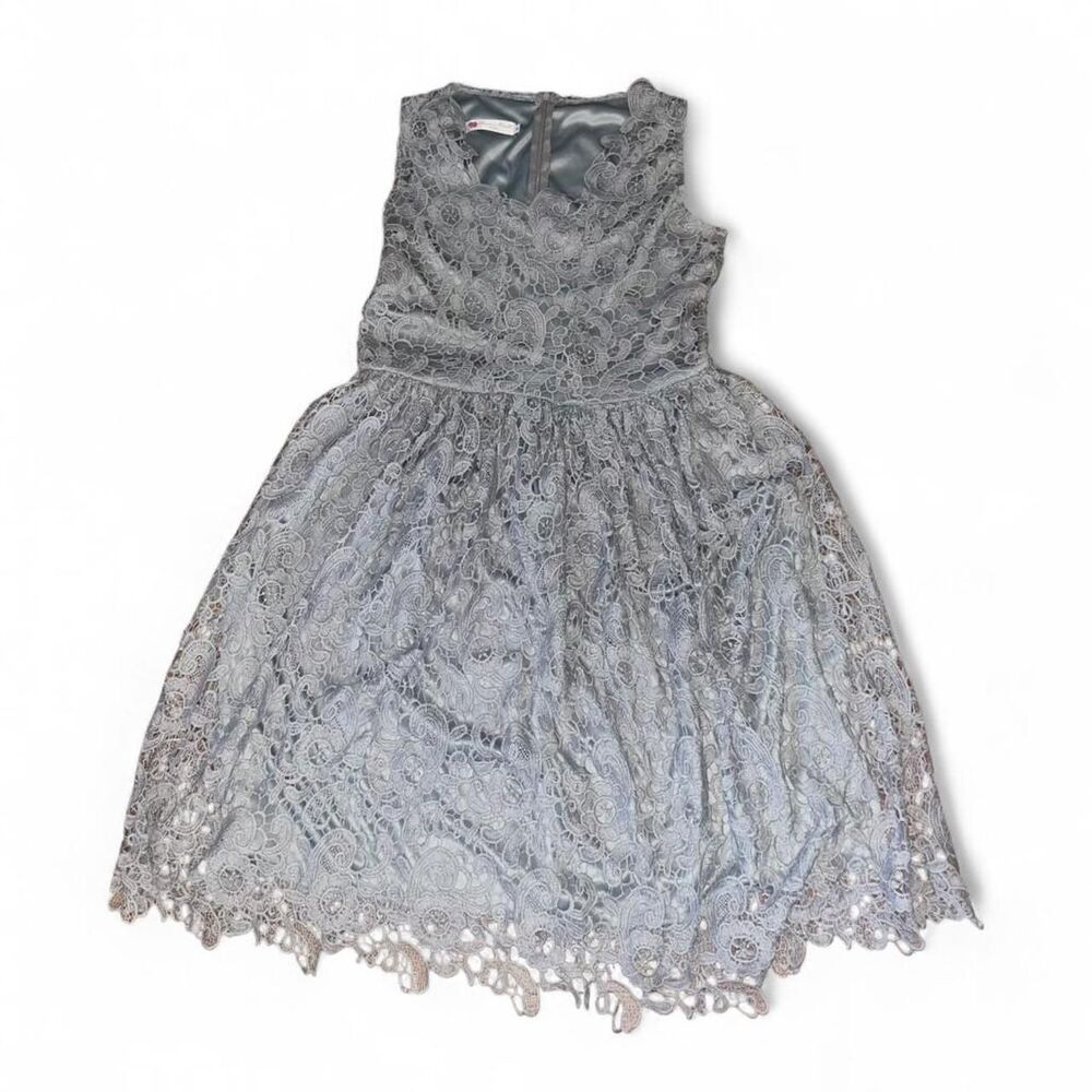 Gray Embroidered Sleeveless Fairycore Cottage Core Lace Dress SZ XL